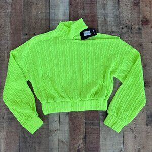 Fashion Nova cut me off cropped sweater neon yellow green women's M